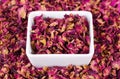 Rose petals in a white bowl Royalty Free Stock Photo