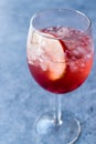 Rose Pink Blush Wine Cocktail with Pomegranate Seeds, Apple Slice and Crushed Ice. Royalty Free Stock Photo