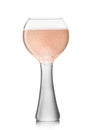 Rose pink champagne balloon mouth-blown glass on white background Royalty Free Stock Photo