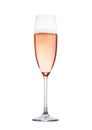 Rose pink champagne glass with bubbles isolated Royalty Free Stock Photo