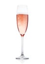 Rose pink champagne glass with bubbles isolated Royalty Free Stock Photo