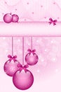 Rose pink christmas balls and bows Royalty Free Stock Photo