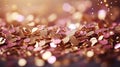 Rose pink glitter with gold sparkles bokeh background defocused abstract christmas lights Royalty Free Stock Photo