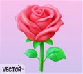 Valentine's Day_ Delicate Rose_ 3D plastic style Royalty Free Stock Photo