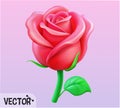 Rose_Valentine's Day Delicate Rose_ 3D plastic style Royalty Free Stock Photo