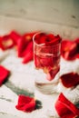 Rose petals in a bowl of water Royalty Free Stock Photo