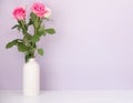 Rose placed on the desk in blue background Royalty Free Stock Photo