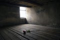 A rose on a prison bed. Prison bed in a barrack in the Auschwitz - Birkenau concentration camp. Death barrack, death block