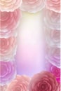 Rose Quartz Background Silhouettes Flowers Vertical Mobile Postcard. Generative AI