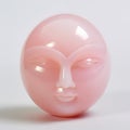 Rose quartz ball with an etched design of a calm meditative face. Minimalist art. Generative AI
