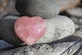 Rose Quartz Crystal Heart Close Up Royalty Free Stock Photo