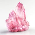 Rose quartz crystal on white seamless background