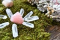 Rose Quartz Crystals and White Sage Smudge Sticks Royalty Free Stock Photo