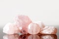 Rose quartz uncut and polished, crystal healing for love and heart Royalty Free Stock Photo