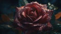 Rose in the rain created with generative AI technology Royalty Free Stock Photo