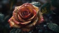 Rose in the rain created with generative AI technology Royalty Free Stock Photo