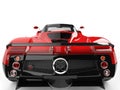Rose red concept super sports car - back view closeup shot