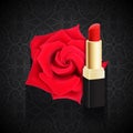 Rose with red lipstick
