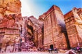 Rose Red Rock Tombs Afternoon Street of Facades Petra Jordan Royalty Free Stock Photo
