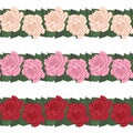Rose seamless border set Royalty Free Stock Photo