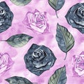 Rose. Seamless pattern with flowers. Hand-drawn original floral background. Real watercolor drawing. Royalty Free Stock Photo