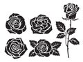 Rose silhouette black color vector illustration Royalty Free Stock Photo
