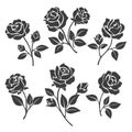 Rose silhouettes decorative set