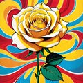 Rose single yellow swirl abstract flower color drawing