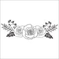 Rose sketch Black outline on white background Royalty Free Stock Photo