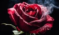 rose in smoke on a black background. Selective focus. Royalty Free Stock Photo