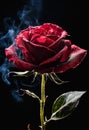 rose in smoke on a black background. Selective focus. Royalty Free Stock Photo