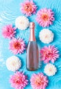 Rose sparkling wine in water Royalty Free Stock Photo