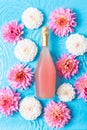 Rose sparkling wine in water Royalty Free Stock Photo