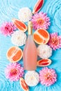 Rose sparkling wine in water Royalty Free Stock Photo