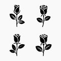 Rose stem solid flat icon collection Royalty Free Stock Photo