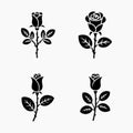 Rose stem with thorns solid icons pack Royalty Free Stock Photo