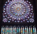 Rose strained glas window of Cathedral Notre Dame