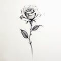 Minimalistic Black And White Rose Tattoo: Delicate Ink Illustration Royalty Free Stock Photo