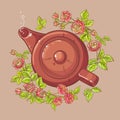 Rose tea in teapot