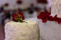 Rose on top wedding cake toping Royalty Free Stock Photo