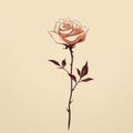 Minimalist Rose Vector Illustration On Beige Background