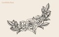 Rose vector lace by hand drawing.Rose lace art highly detailed in line art style