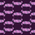 Rose vector seamless pattern. Pink, green, violet colors. Floral endless texture can be used for printing onto fabric Royalty Free Stock Photo