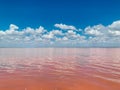 Rose water salt lake and blue sky with clouds of landscape Royalty Free Stock Photo