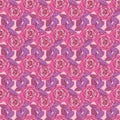 Rose Wedding-Flowers in Bloom seamless repeat pattern Background in Pink,Maroon and purple