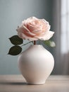 rose in a white ceramic vase of natural light, digital painting. Royalty Free Stock Photo