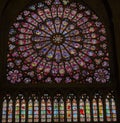 Rose Window Mary Jesus Stained Glass Notre Dame Paris France Royalty Free Stock Photo