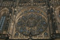 Rose window on the Saint Vitus cathedral of Prague, 14th century Royalty Free Stock Photo