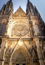 View of the rose window in the St Vitus Cathedral, in Prague