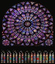 Beautiful Stained Glass Rosetta Window of South Transept in Notre Dame Cathedral, Ile de la Cite, Paris, France Royalty Free Stock Photo